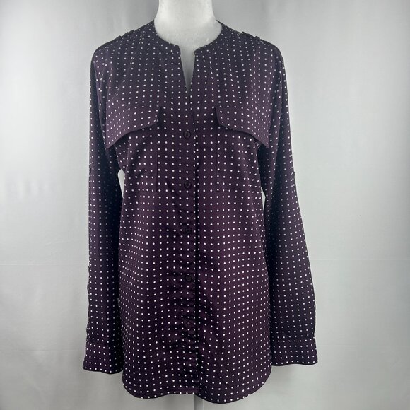 Calvin Klein retro chic polka dot plum blouse – Women's Medium - Picture 2 of 10